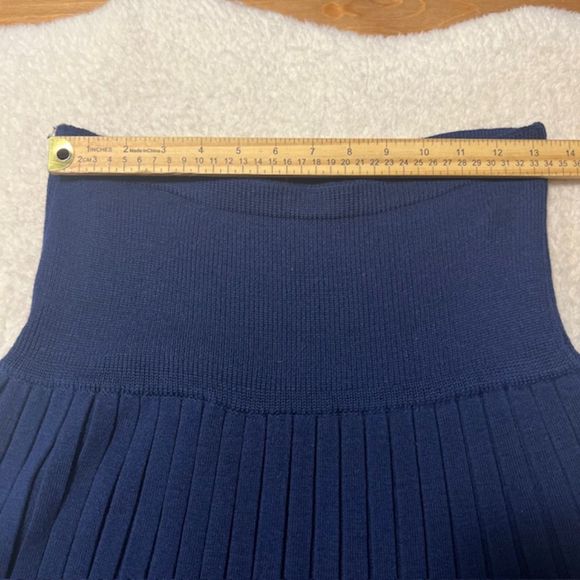 Womens Blue Elastic Waist Pleated Midi Stretchy Skirt Size M/L - Picture 6 of 7